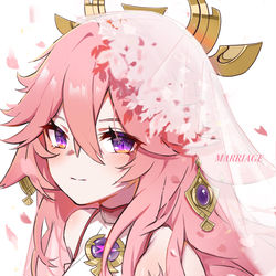 This is a pixiv picture whose title is 八重神子花嫁.