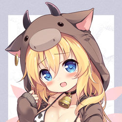 This is a pixiv picture whose title is 牛柄ビキニパーカーリリーさん.