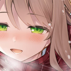 This is a pixiv picture whose title is 粉雪とキミの吐息に白む笑み.