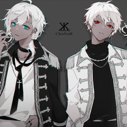 This is a pixiv picture whose title is 黒と白.