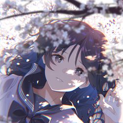 This is a pixiv picture whose title is 桜の樹の下.