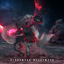 This is a pixiv picture whose title is 浊心斯卡蒂·Blood moon.
