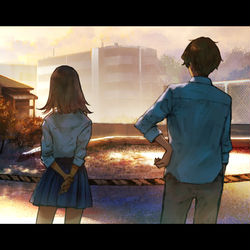 This is a pixiv picture whose title is 『昔よくここで遊んだっけ』.