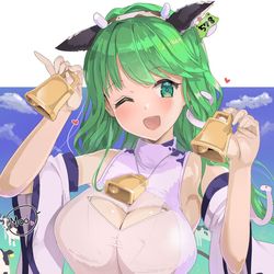 This is a pixiv picture whose title is もーもー早苗さん（動物霊なし）.