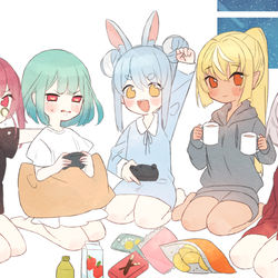 This is a pixiv picture whose title is お泊まり会🌃.