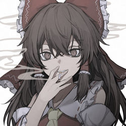 This is a pixiv picture whose title is 喫煙霊夢.