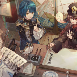 This is a pixiv picture whose title is 詩の対決.