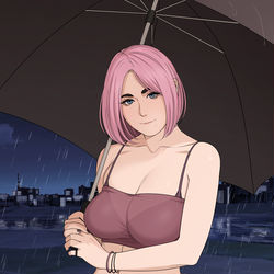 This is a pixiv picture whose title is A rainy night~ 💛.