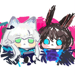 This is a pixiv picture whose title is Rosmontis&Amiya.