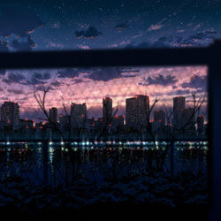 This is a pixiv picture whose title is 夜になる.