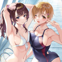 This is a pixiv picture whose title is 『どっちが好き？』.