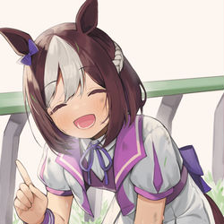 This is a pixiv picture whose title is 「トレーナーさんやりました！一着ですよ！！」.