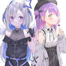 This is a pixiv picture whose title is 天使と悪魔.