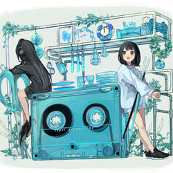 This is a pixiv picture whose title is 「そろそろご飯にする？」 「...............」 「.