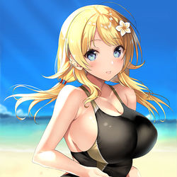 This is a pixiv picture whose title is 日焼け跡見せ競泳水着めぐるさん.