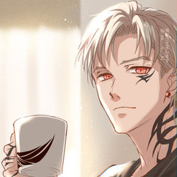 This is a pixiv picture whose title is 山鳥毛さんと珈琲.