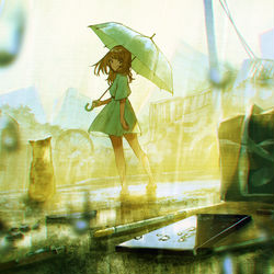 This is a pixiv picture whose title is 『旅立ち』.