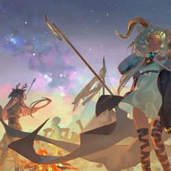 This is a pixiv picture whose title is 明日方舟二周年.
