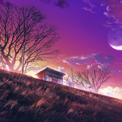 This is a pixiv picture whose title is 夕暮れの天浜線無人駅.