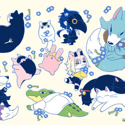This is a pixiv picture whose title is 【pixivリクエスト】ごちゃごちゃ人外ズ.