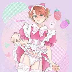 This is a pixiv picture whose title is 苺メイドちゃん🍓.