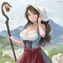 This is a pixiv picture whose title is 羊飼いの少女.