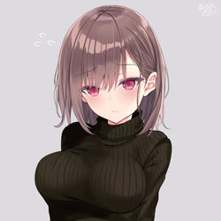 This is a pixiv picture whose title is へそ出しニット.