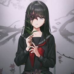 This is a pixiv picture whose title is 黑百合.