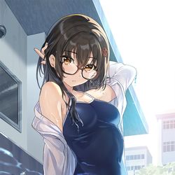 This is a pixiv picture whose title is 【朗報】俺の許嫁になった地味子、家では可愛いしかない。.
