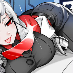 This is a pixiv picture whose title is helltaker loremaster.