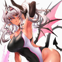 This is a pixiv picture whose title is 競泳水着サキュバスちゃん.
