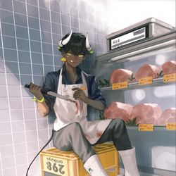 This is a pixiv picture whose title is 牛さん.