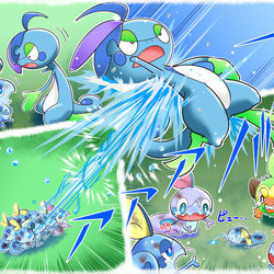 This is a pixiv picture whose title is ５１　８本の みずてっぽう.