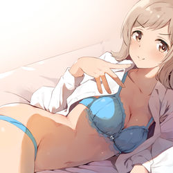 This is a pixiv picture whose title is 櫻木真乃「私だってこんなことできるんですよっ？」.