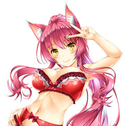 This is a pixiv picture whose title is 【リクエスト】けもみみ下着のおねーさん.