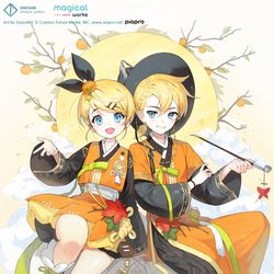 This is a pixiv picture whose title is 鏡音 秋夕.