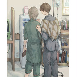 This is a pixiv picture whose title is お買い物デート（売店とテレビカード）.