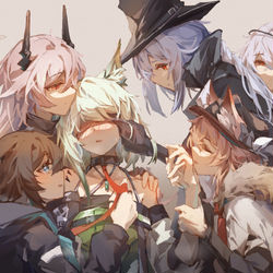 This is a pixiv picture whose title is 聚众吸猫.