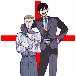 This is a pixiv picture whose title is 相棒(片方死亡済み).