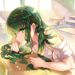 This is a pixiv picture whose title is 隣の席の女の子と.