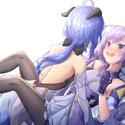 This is a pixiv picture whose title is Keqing x Ganyu.