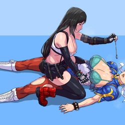 This is a pixiv picture whose title is ティファ・ロックハート vs 春麗.