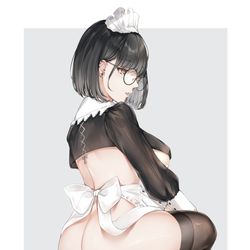This is a pixiv picture whose title is メイド🖤.
