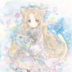 This is a pixiv picture whose title is 猫耳少女.