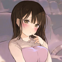 This is a pixiv picture whose title is 隣の人が映画そっちのけで食べてるとこ見てくる.