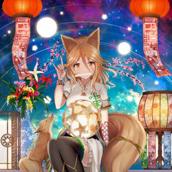 This is a pixiv picture whose title is 星降る管狐.