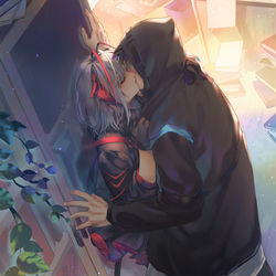 This is a pixiv picture whose title is 壁ドンされても平気に逆転勝ちするWちゃん.
