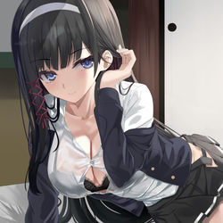 This is a pixiv picture whose title is 【仕事絵】誘惑してくる清楚ビッチな女子高生.