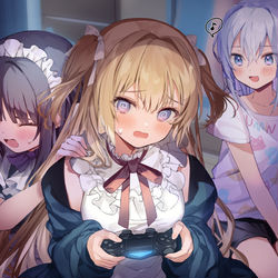 This is a pixiv picture whose title is 「こ、このゲームちょっと怖すぎるのですが……」.