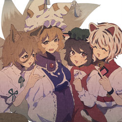 This is a pixiv picture whose title is 🦊🐱.